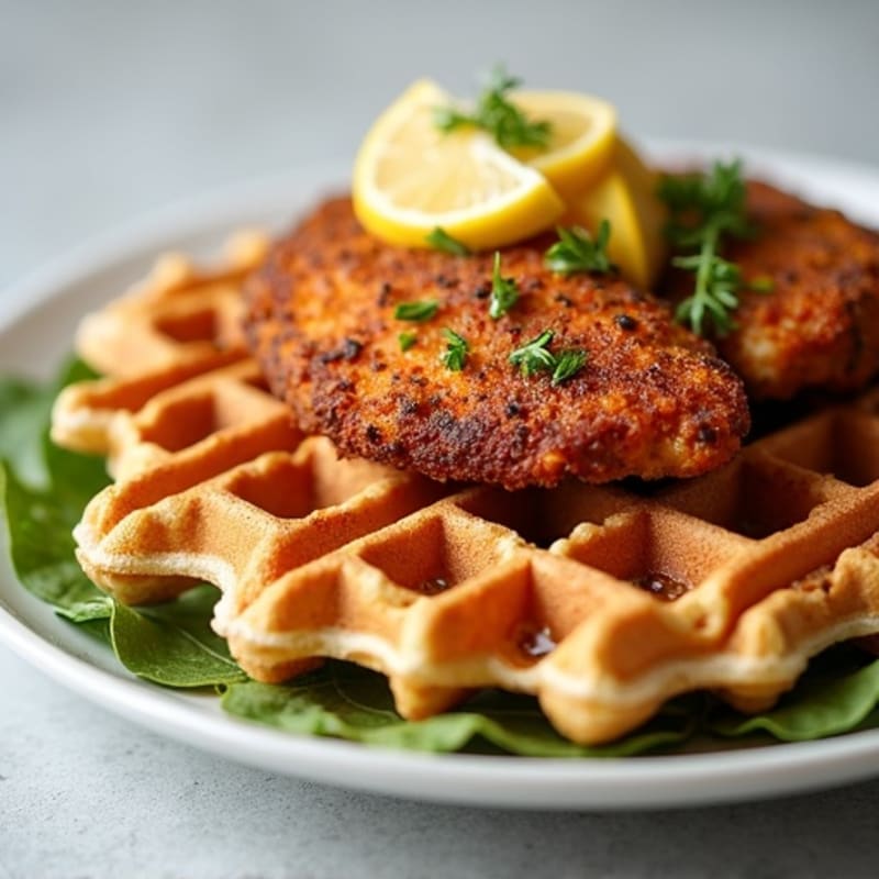 Crispy Baked Chicken with Fluffy Whole Grain Waffles