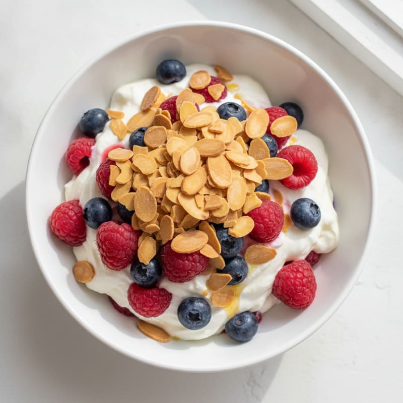 Greek Yogurt Protein Parfait with Berries and Almonds