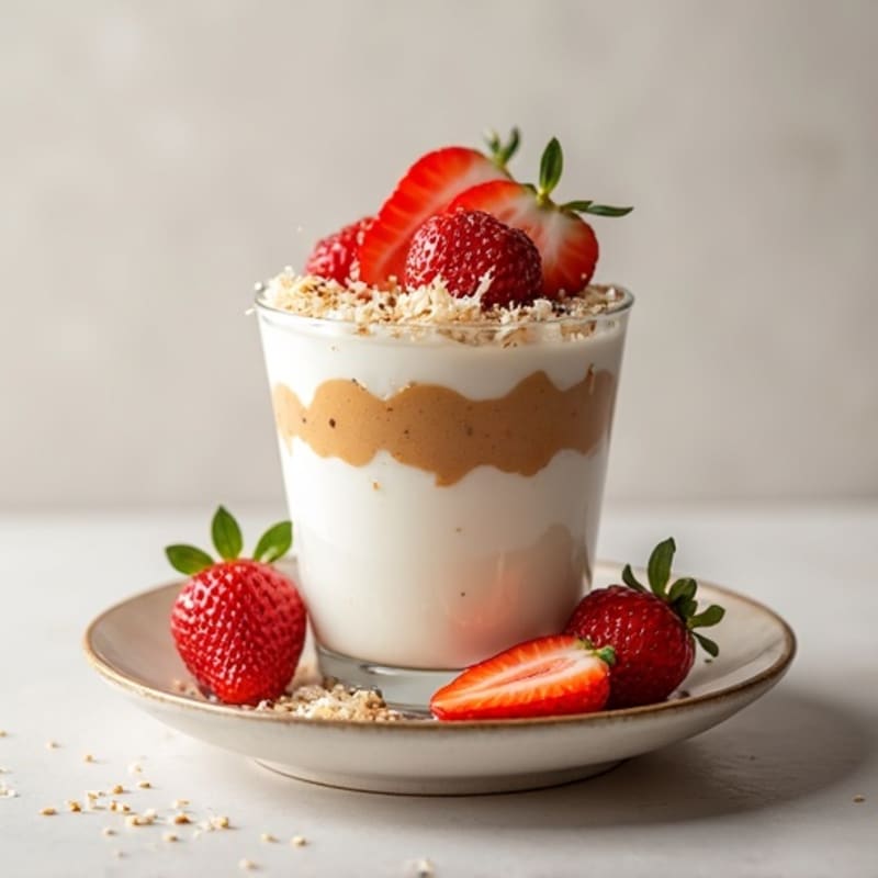Creamy Vanilla Greek Yogurt Protein Parfait with Almond Butter and Chia Seeds
