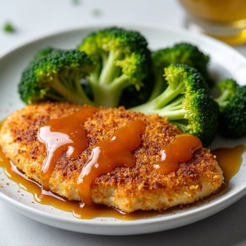 Crispy Chicken with Sticky Sweet Garlic-Ginger Sauce and Roasted Broccoli