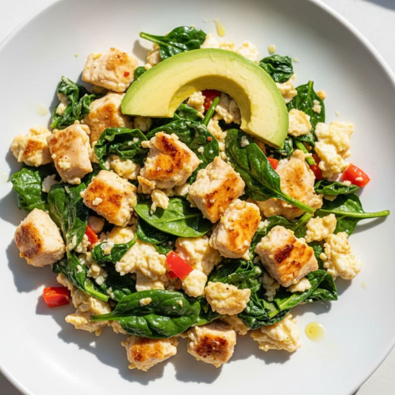 Chicken Egg White Scramble with Spinach