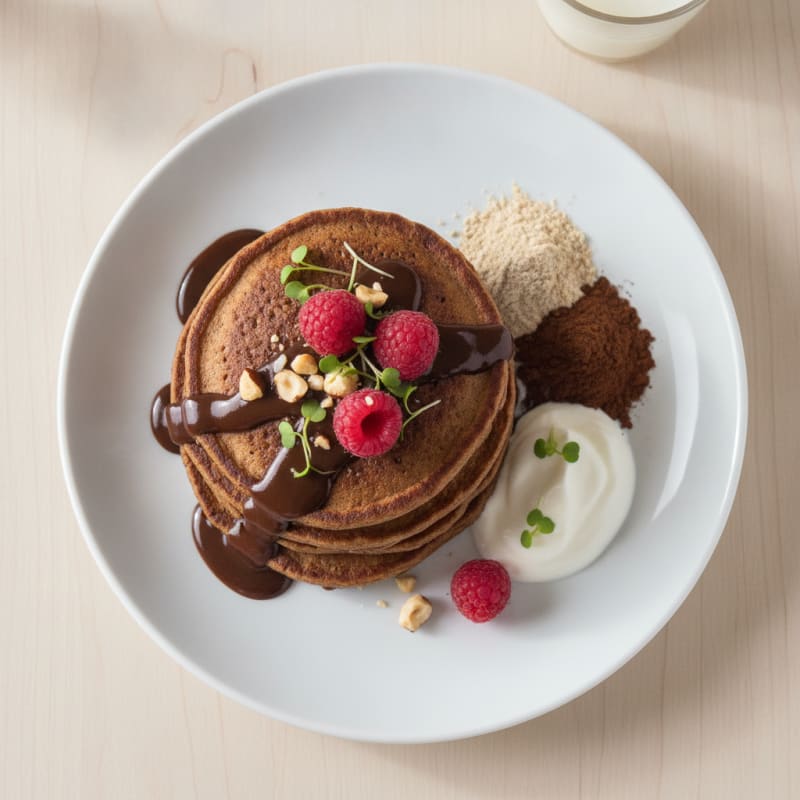 Chocolate Protein Oat Flour Pancakes