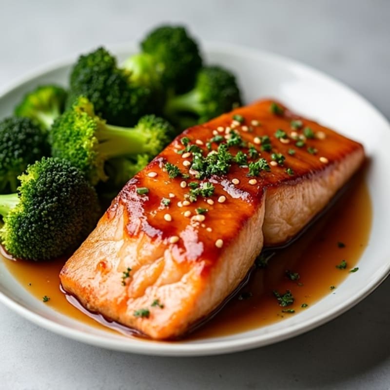 Baked Teriyaki Glazed Salmon with Roasted Broccoli