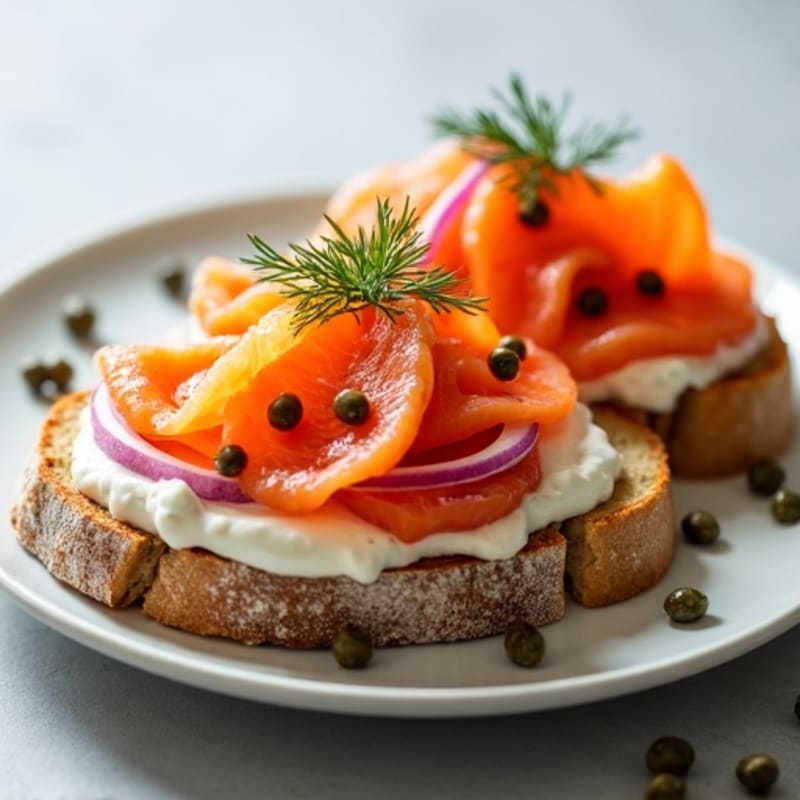 Smoked Salmon Everything Whole-Grain Toast with Creamy Greek Yogurt Spread