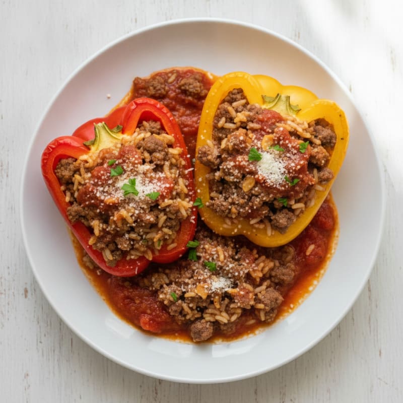 Beef and Rice Stuffed Bell Peppers