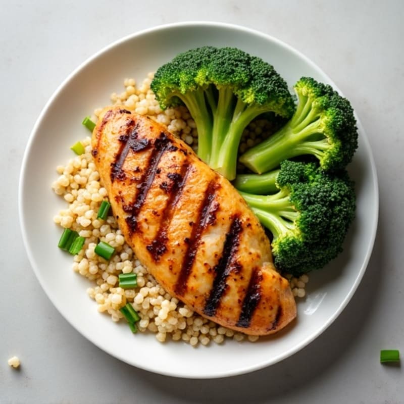Grilled Chicken Breast with Quinoa and Steamed Broccoli