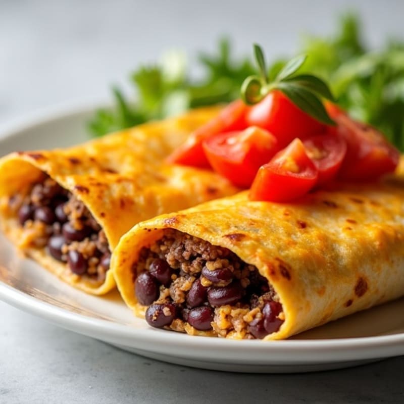 Cheesy Lean Ground Beef and Black Bean Baked Tortilla Bake