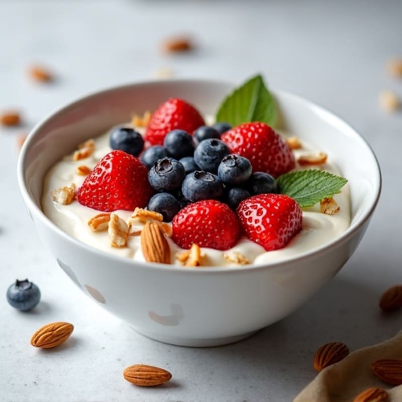 High-Protein Greek Yogurt Bowl with Fresh Berries and Crunchy Nuts