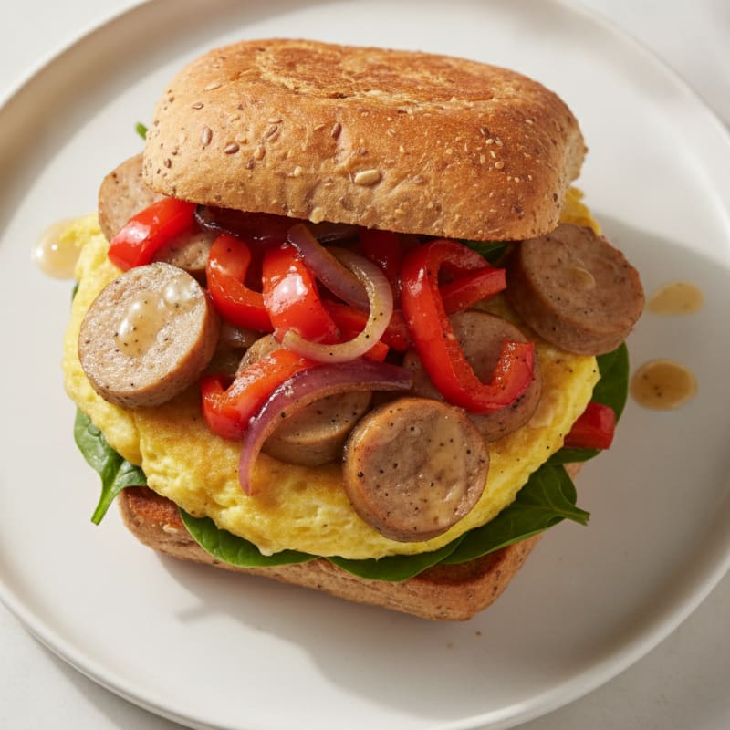 Chicken Sausage and Roasted Vegetable Sandwich