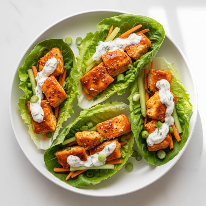 Buffalo Ranch Chicken Lettuce Wraps