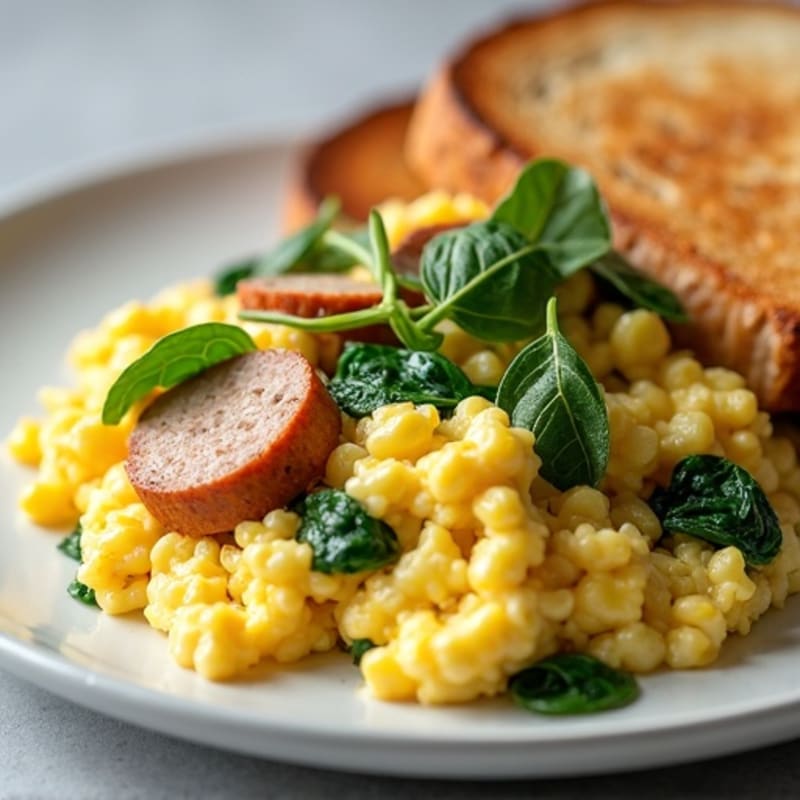 Egg White Scramble with Spinach and Turkey Sausage