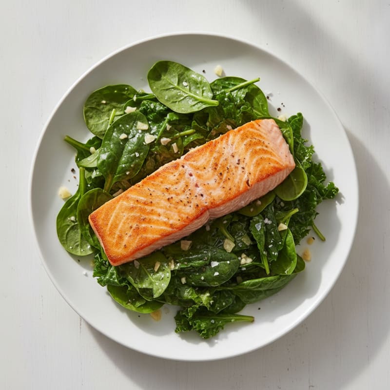 Pan-Seared Salmon with Warm Greens Salad