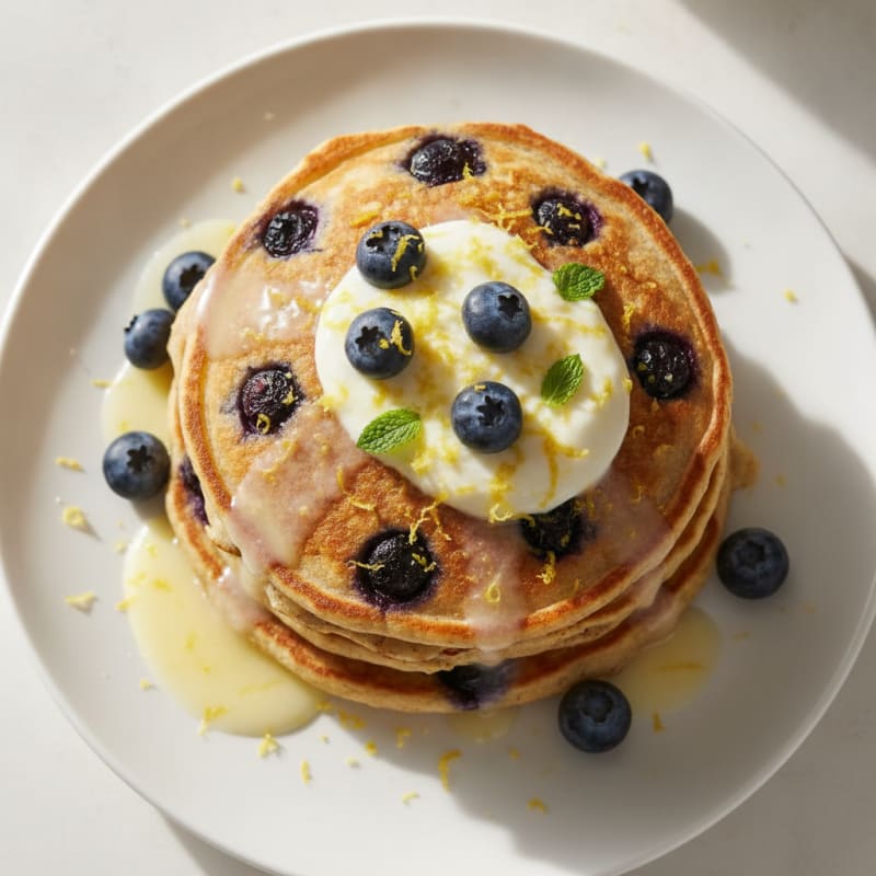 Blueberry Ricotta Pancakes with Lemon Zest