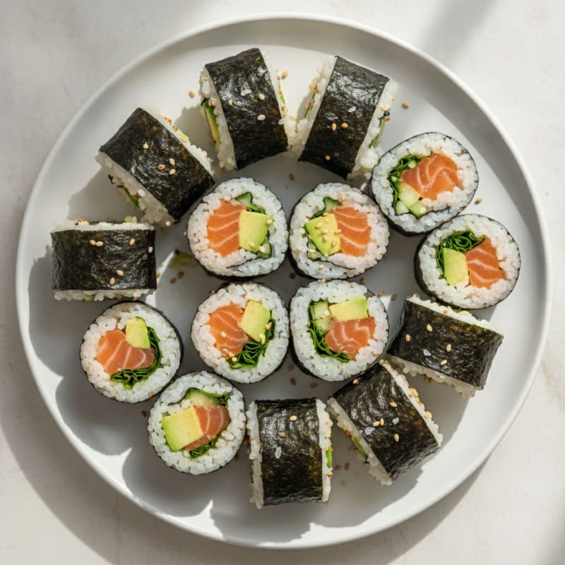 Cool Salmon and Avocado Sushi Rolls