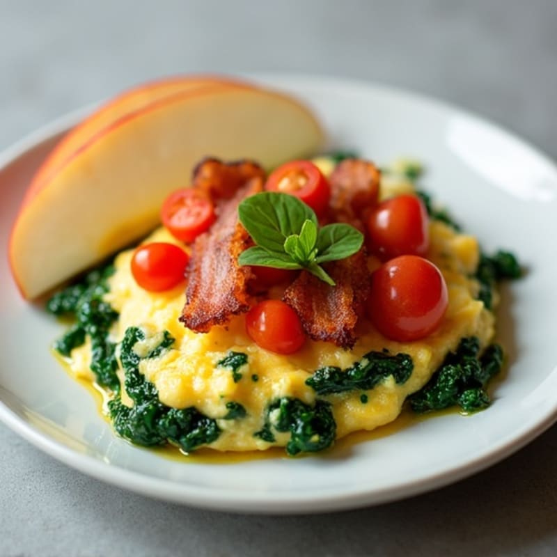 Egg White and Spinach Scramble with Sautéed Tomatoes