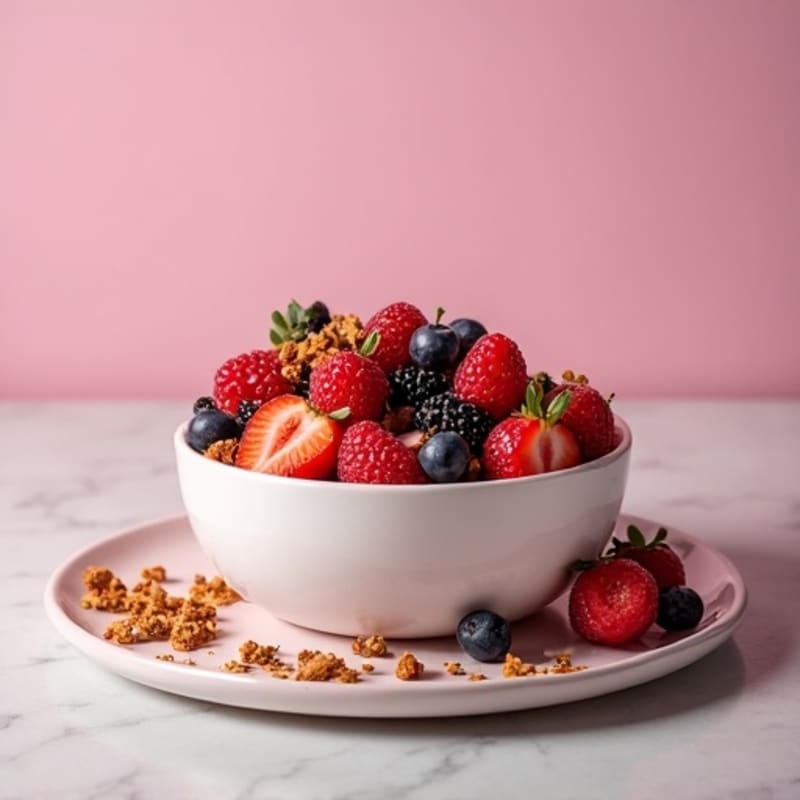 Sweet Greek Yogurt with Mixed Berries and Crunchy Granola