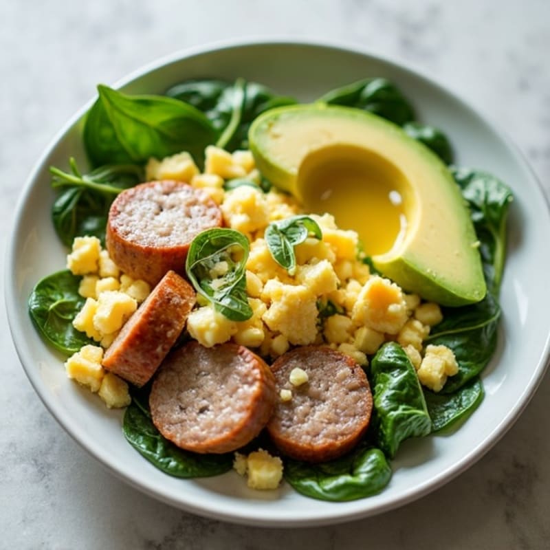 Egg White and Turkey Sausage Scramble with Spinach