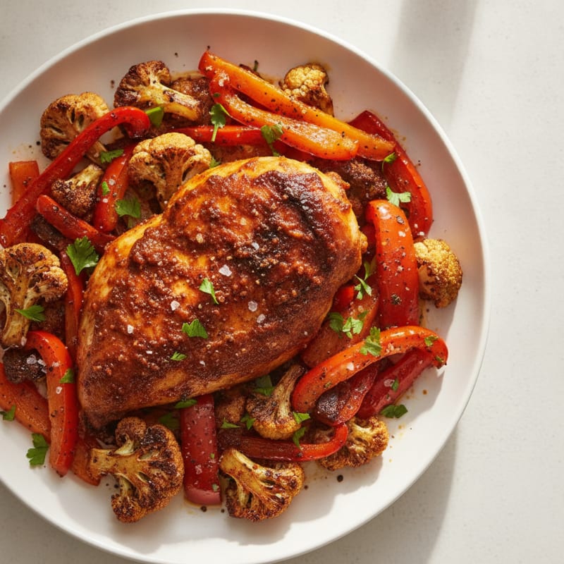 Spicy Harissa Chicken with Roasted Vegetables