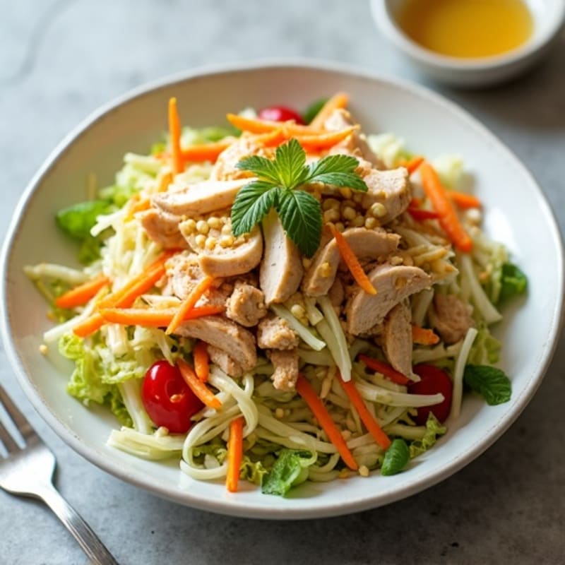 Shredded Chicken and Crunchy Cabbage Salad with Ginger-Lime Dressing