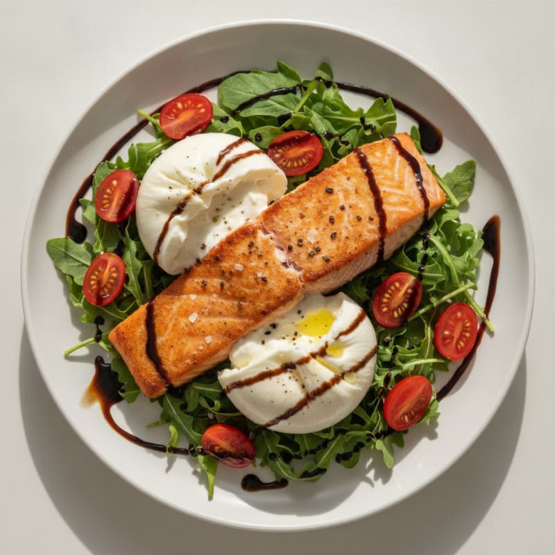 Pan-Seared Salmon with Creamy Burrata
