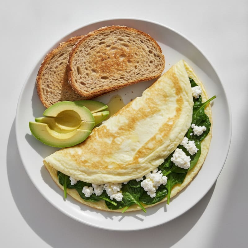 Egg White Spinach Omelette with Cottage Cheese