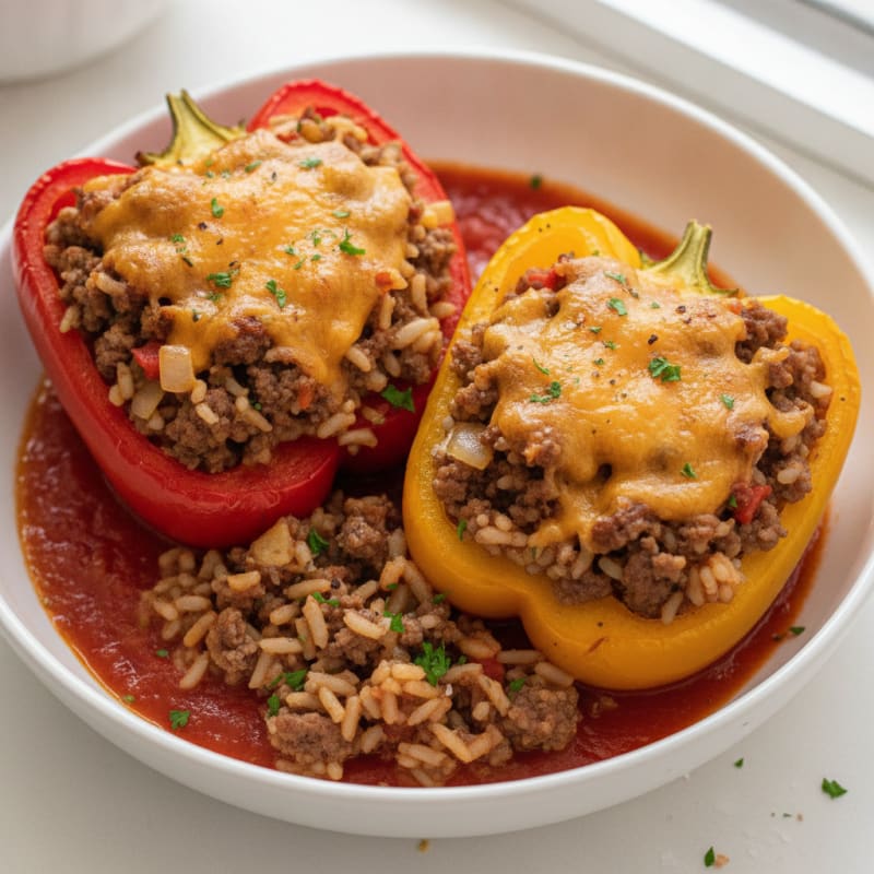 Beef and Rice Stuffed Bell Peppers