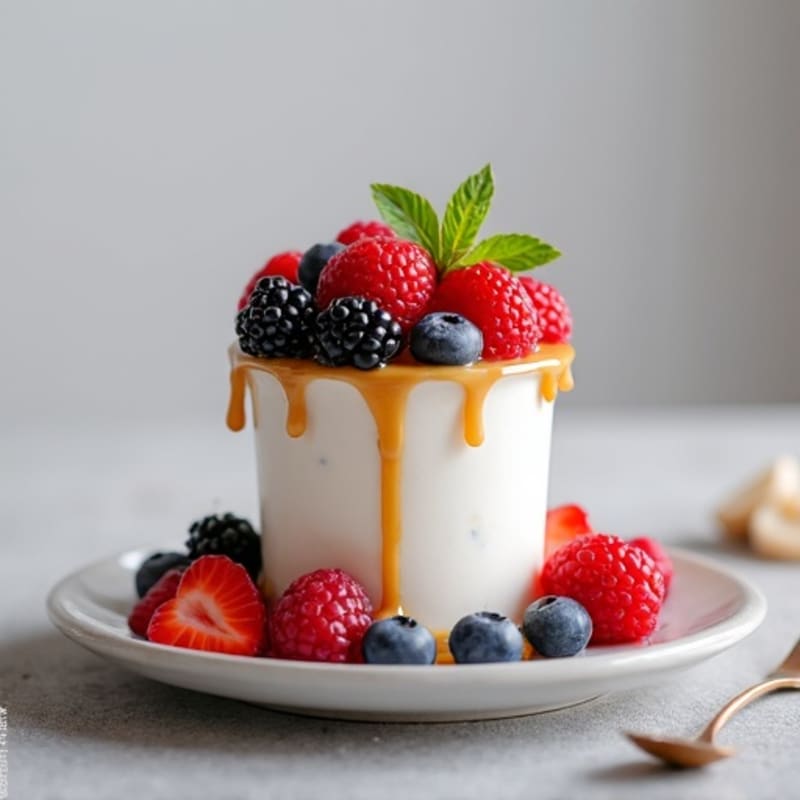 Silky Greek Yogurt Protein Mousse with Mixed Berries