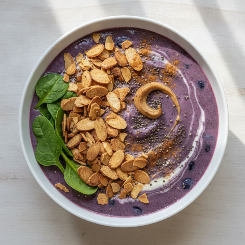 Blueberry Almond Protein Smoothie Bowl
