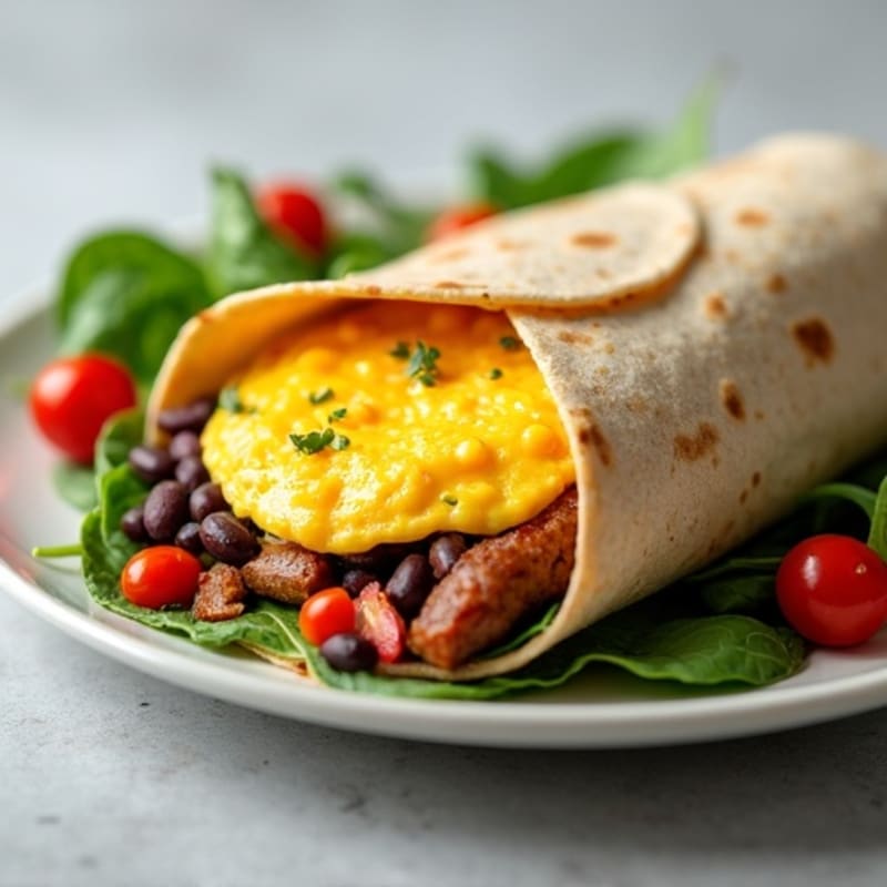 Wholesome Scrambled Egg and Lean Turkey Sausage Breakfast Burrito