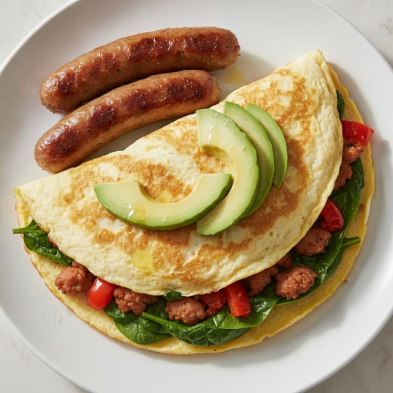 Egg White Veggie Omelette with Turkey Sausage