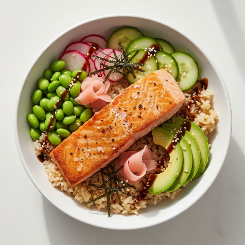 Salmon Sushi Rice Bowl with Avocado