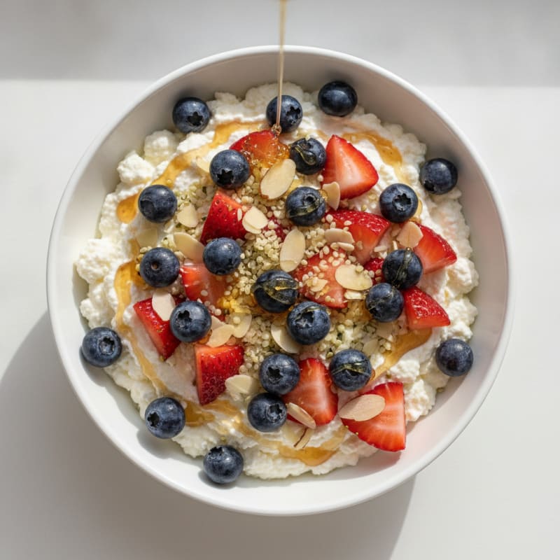 Creamy Cottage Cheese and Greek Yogurt Protein Bowl with Berries