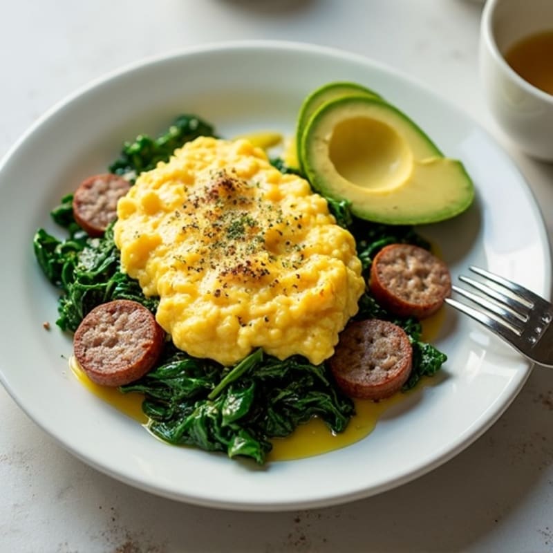 Egg White and Turkey Sausage Scramble with Spinach