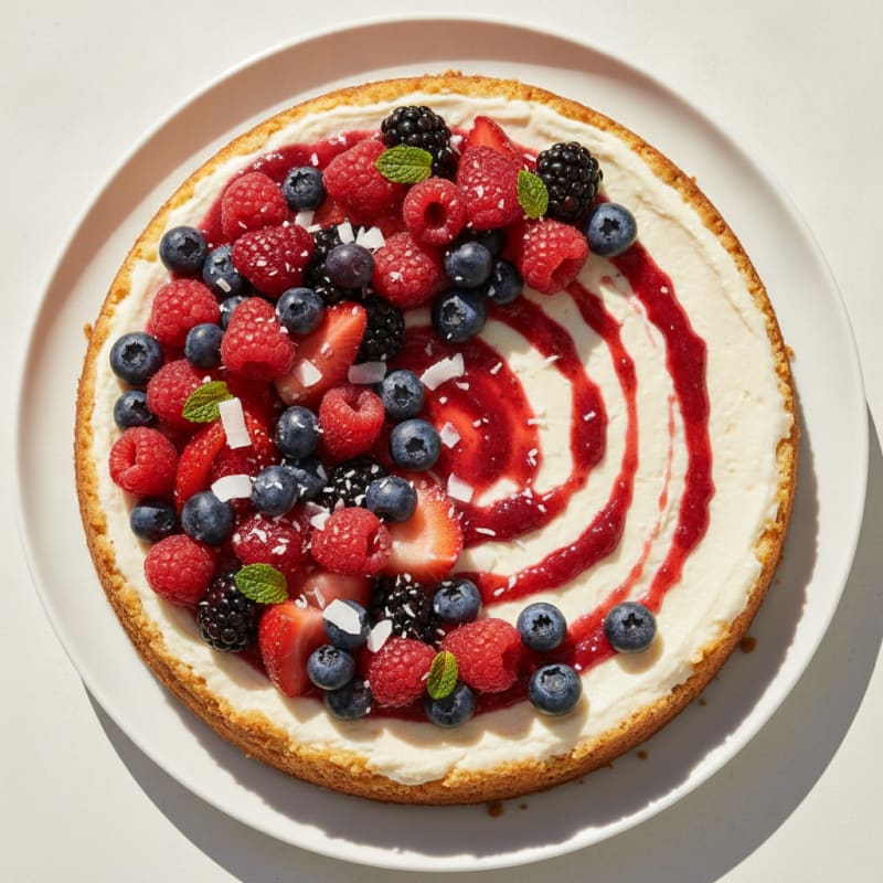 Greek Yogurt Protein Cheesecake with Mixed Berries