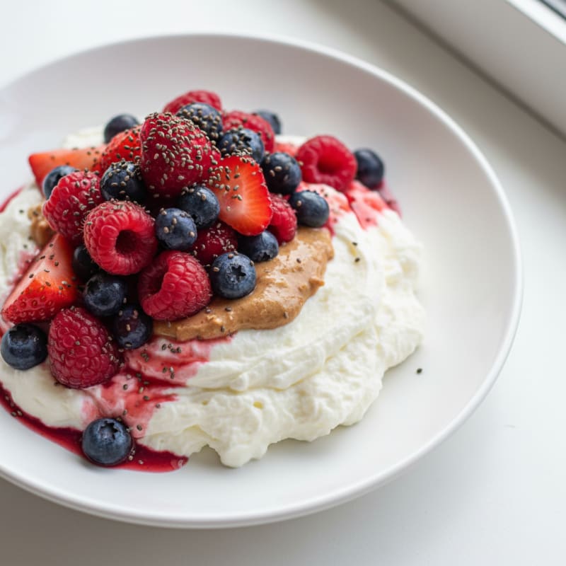 Silky Greek Yogurt Protein Mousse with Mixed Berries