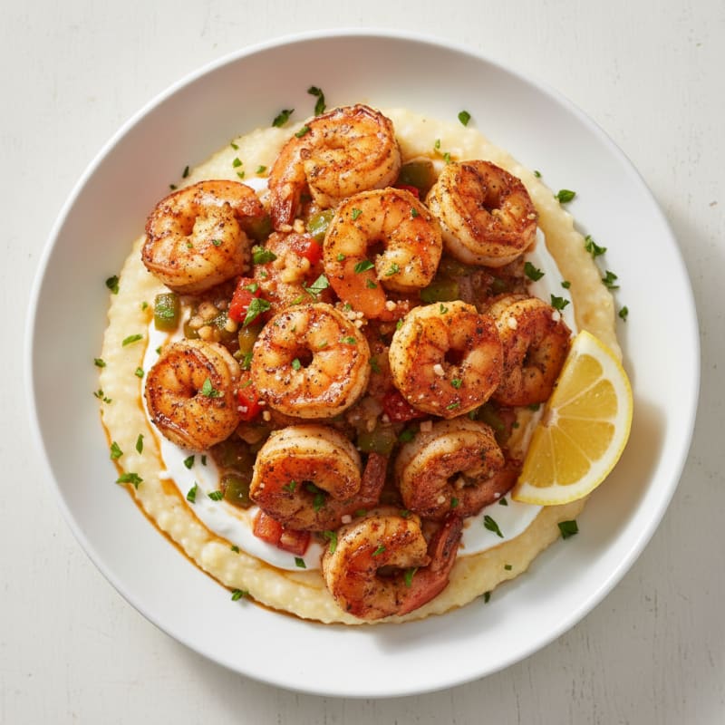 Zesty Cajun Shrimp and Creamy Grits