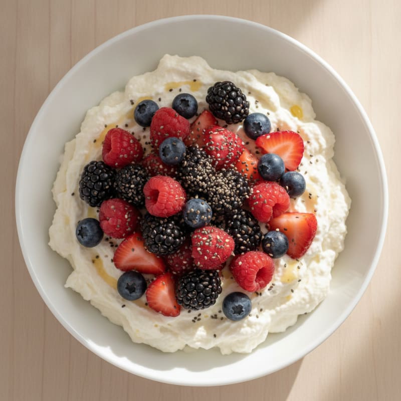 Silky Greek Yogurt Protein Mousse with Mixed Berries