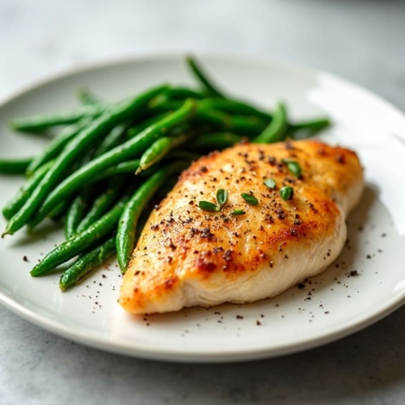 Baked Chicken Breast with Steamed Green Beans