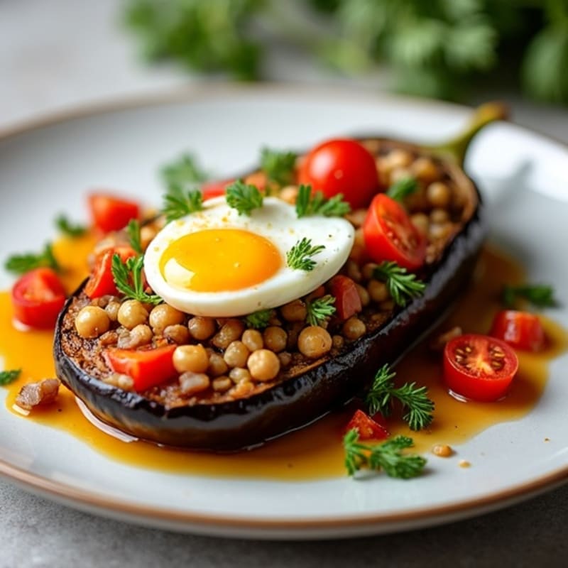 Roasted Eggplant Stuffed with Savory Lentils and Vegetables
