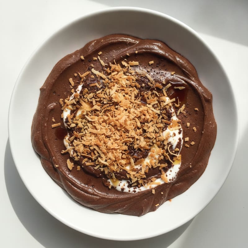 Silky Chocolate Protein Pudding with Toasted Coconut