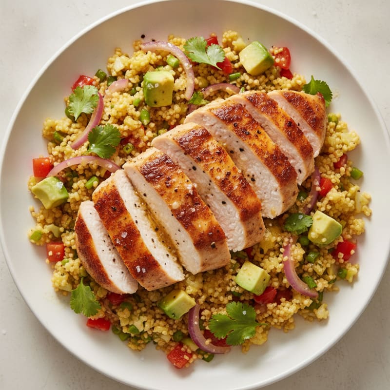 Pan-Seared Chicken with Cauliflower Rice