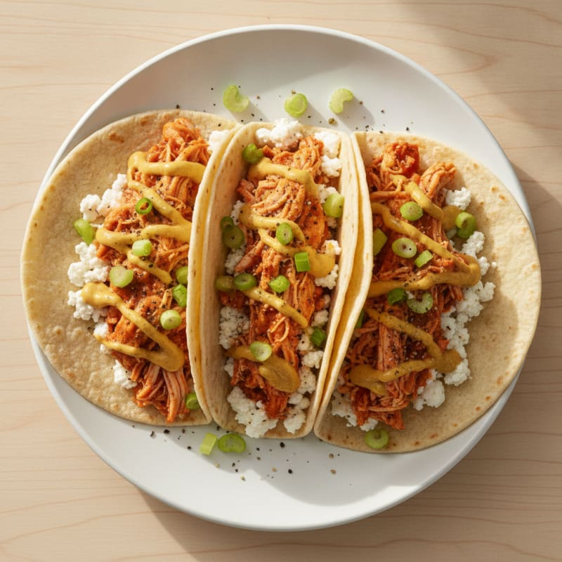 Buffalo Chicken Cottage Cheese Tacos