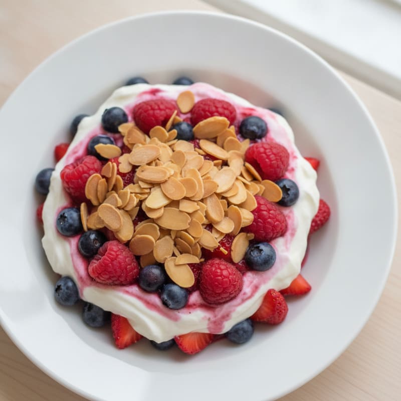 Greek Yogurt Protein Parfait with Berries and Almonds