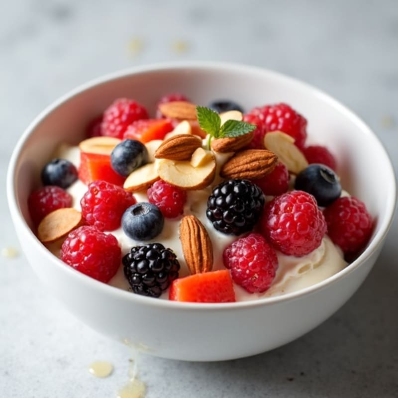 Cottage Cheese Berry Bowl with Almonds