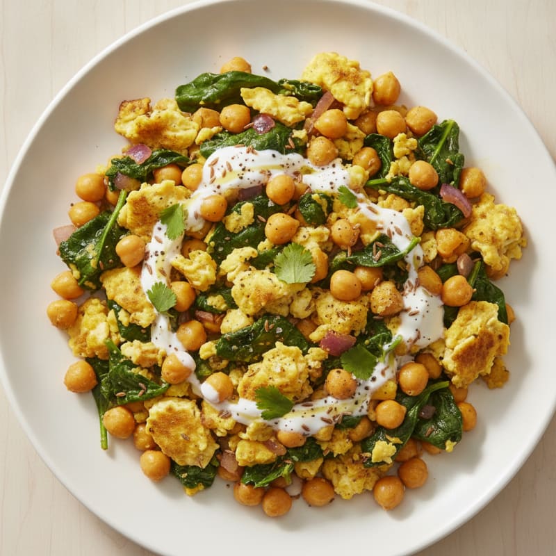 Spiced Chickpea and Spinach Scramble