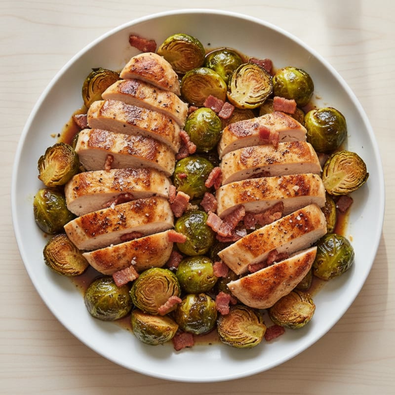 Balsamic-Glazed Brussels Sprouts with Pancetta and Chicken