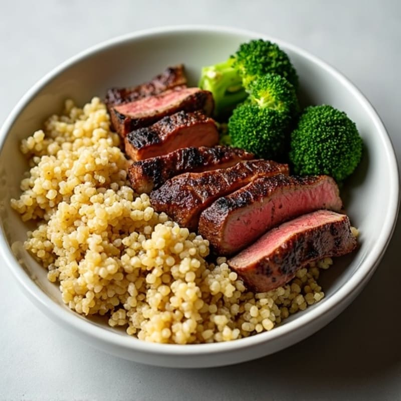 Grilled Steak and Quinoa Power Bowl with Roasted Broccoli