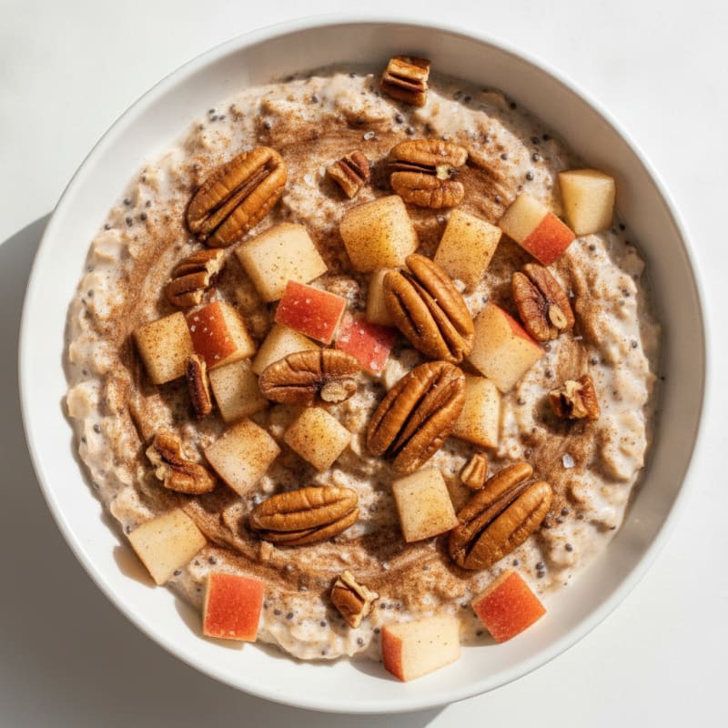 Apple Cinnamon Overnight Oats with Toasted Pecans