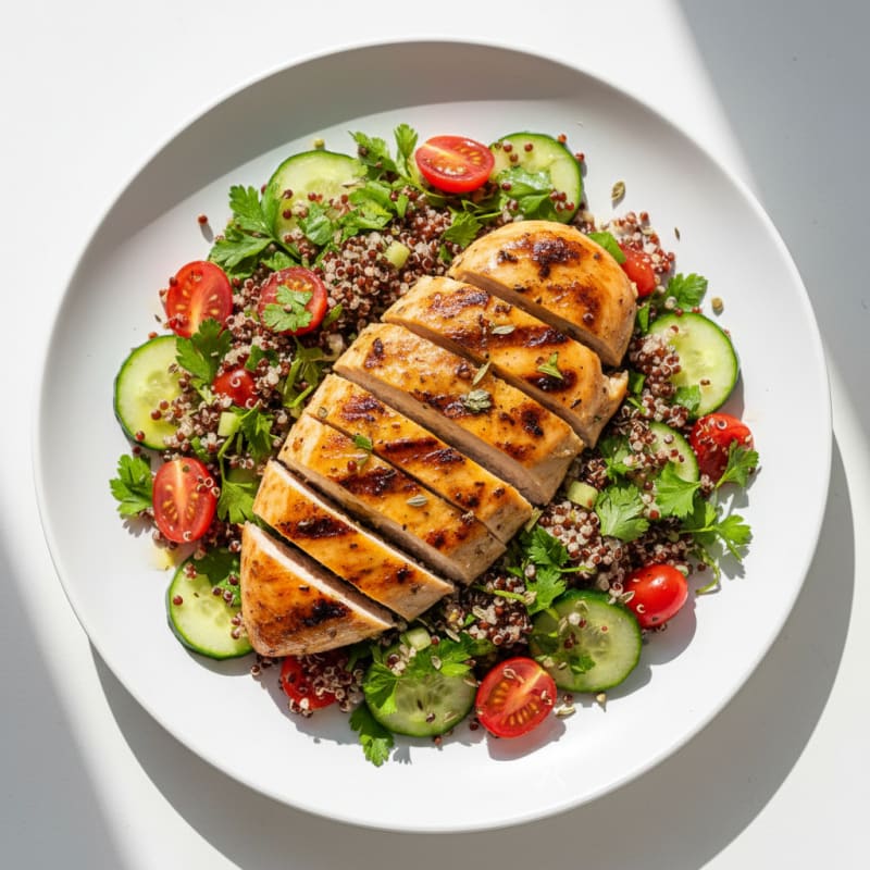 Grilled Lemon Herb Chicken Breast with Quinoa Salad