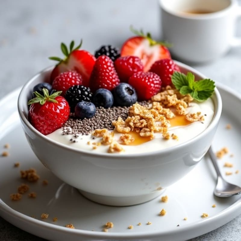 Creamy Greek Yogurt Bowl with Mixed Berries and Chia Seeds